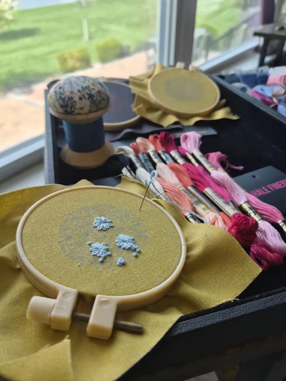 Hand Embroidered Mirror | In Process - Picture 3 of 3